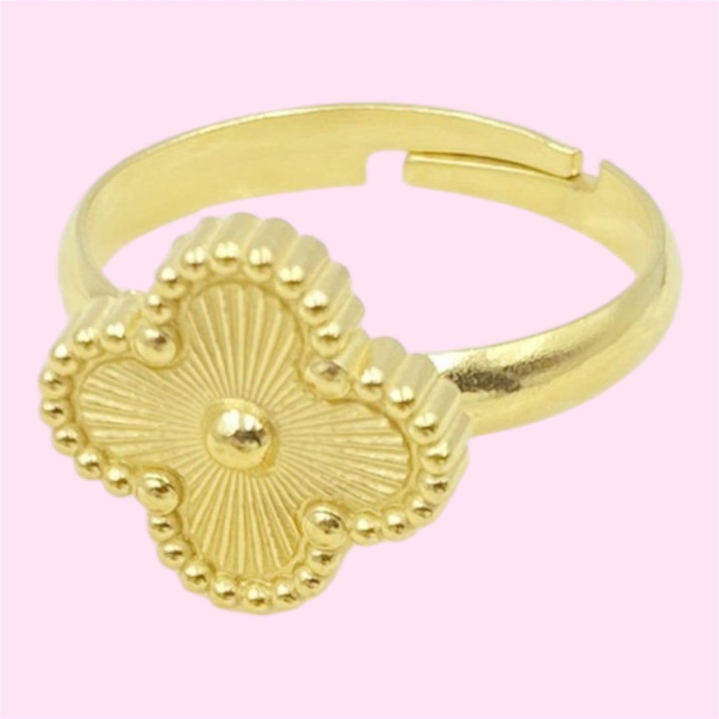 Gold Clover Stainless Steel Adjustable Ring