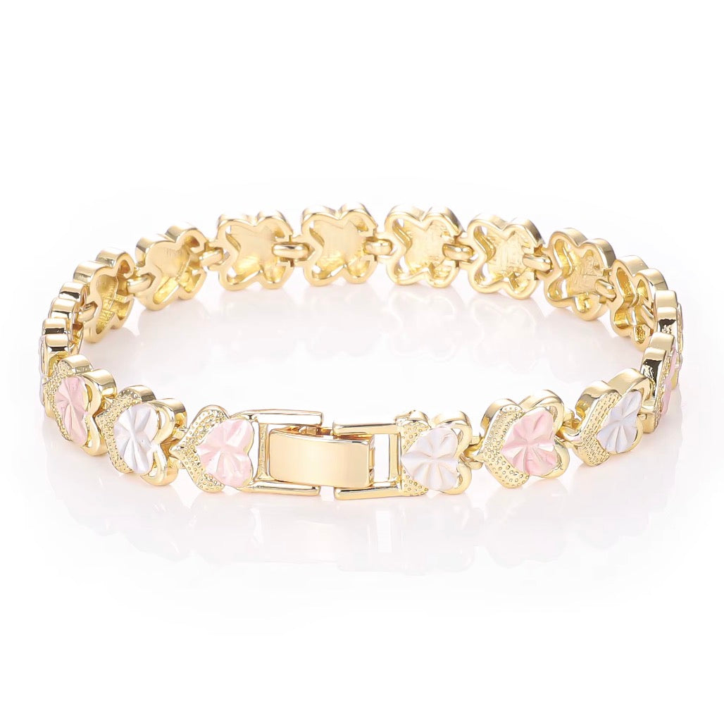 Sweet Romance Pink & White Heart Bracelet