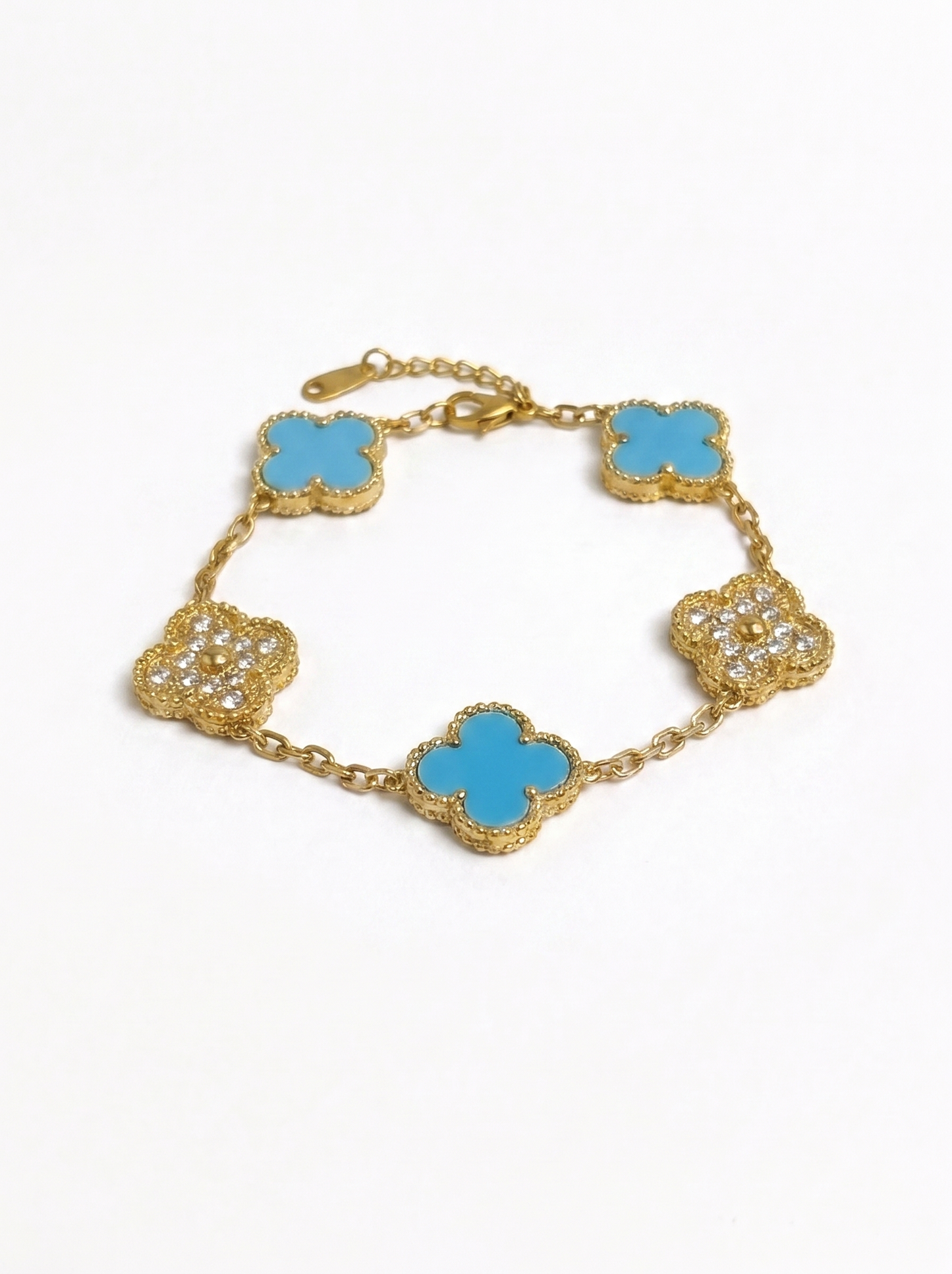 Baby Blue & Gold Clover Jewelry