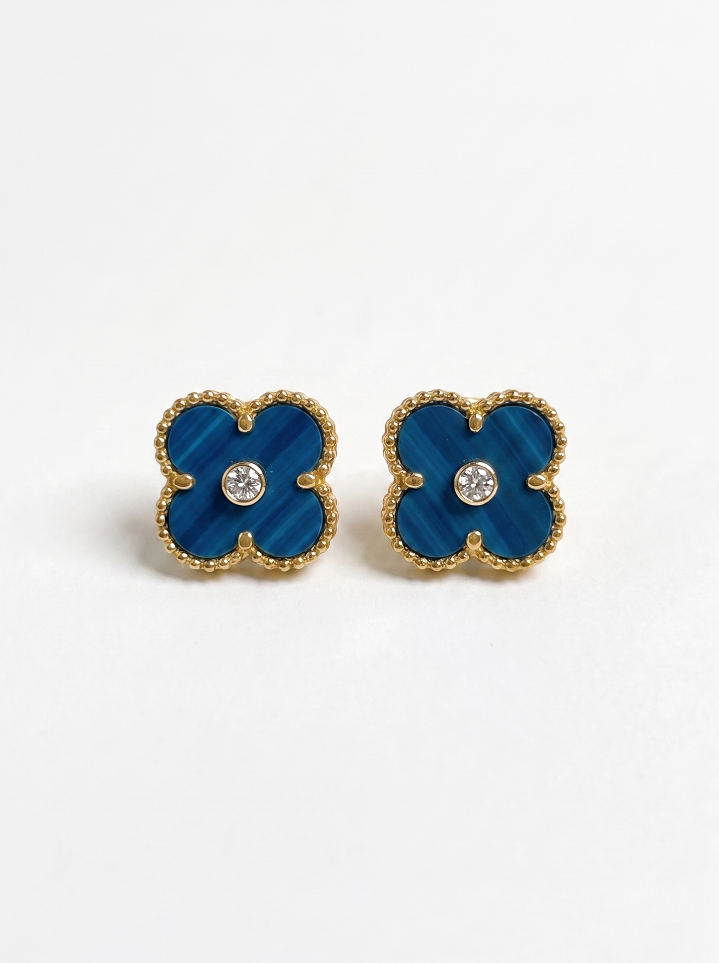 Gold Blue Mini Clover Jewelry