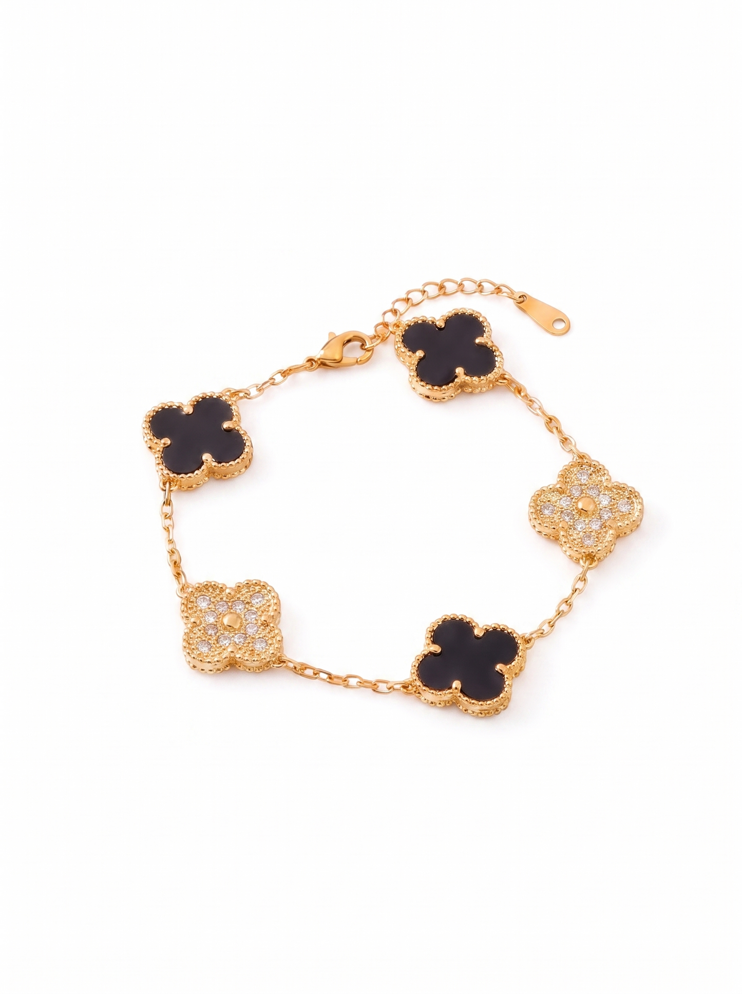 Marble Black and Gold Clover Jewelry