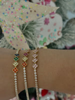 Load image into Gallery viewer, Gold Colorful Clover Tennis Stainless Steel Bracelet
