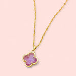 Load image into Gallery viewer, Crystal Flor Stainless Steel Necklaces: Black, Purple, Green, Red, Pink
