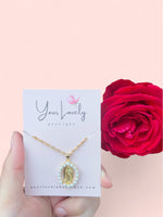 Load image into Gallery viewer, Pearl Virgencita Oval Stainless Steel Necklace

