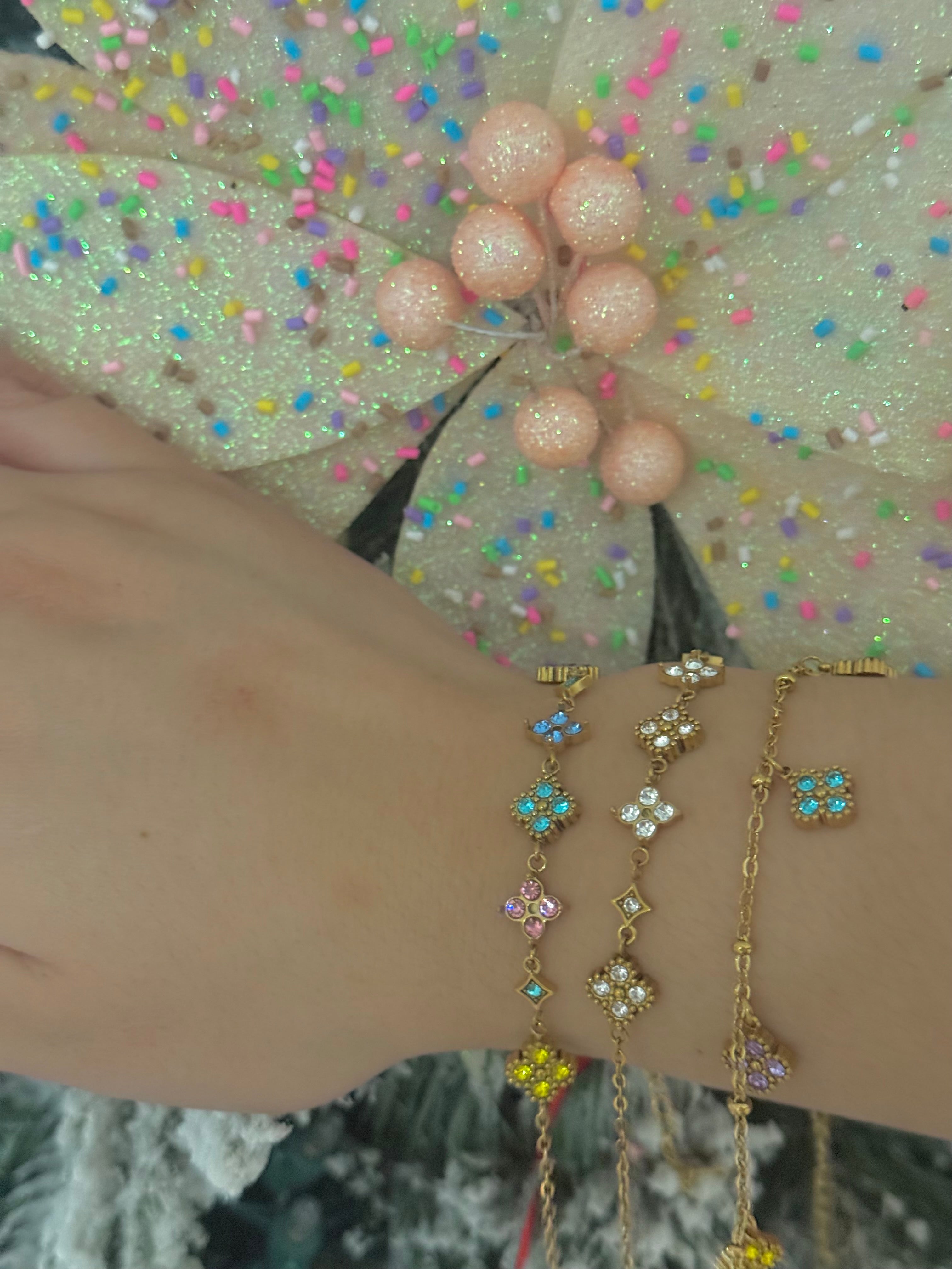 Gold Colorful Clover Stainless Steel Bracelet