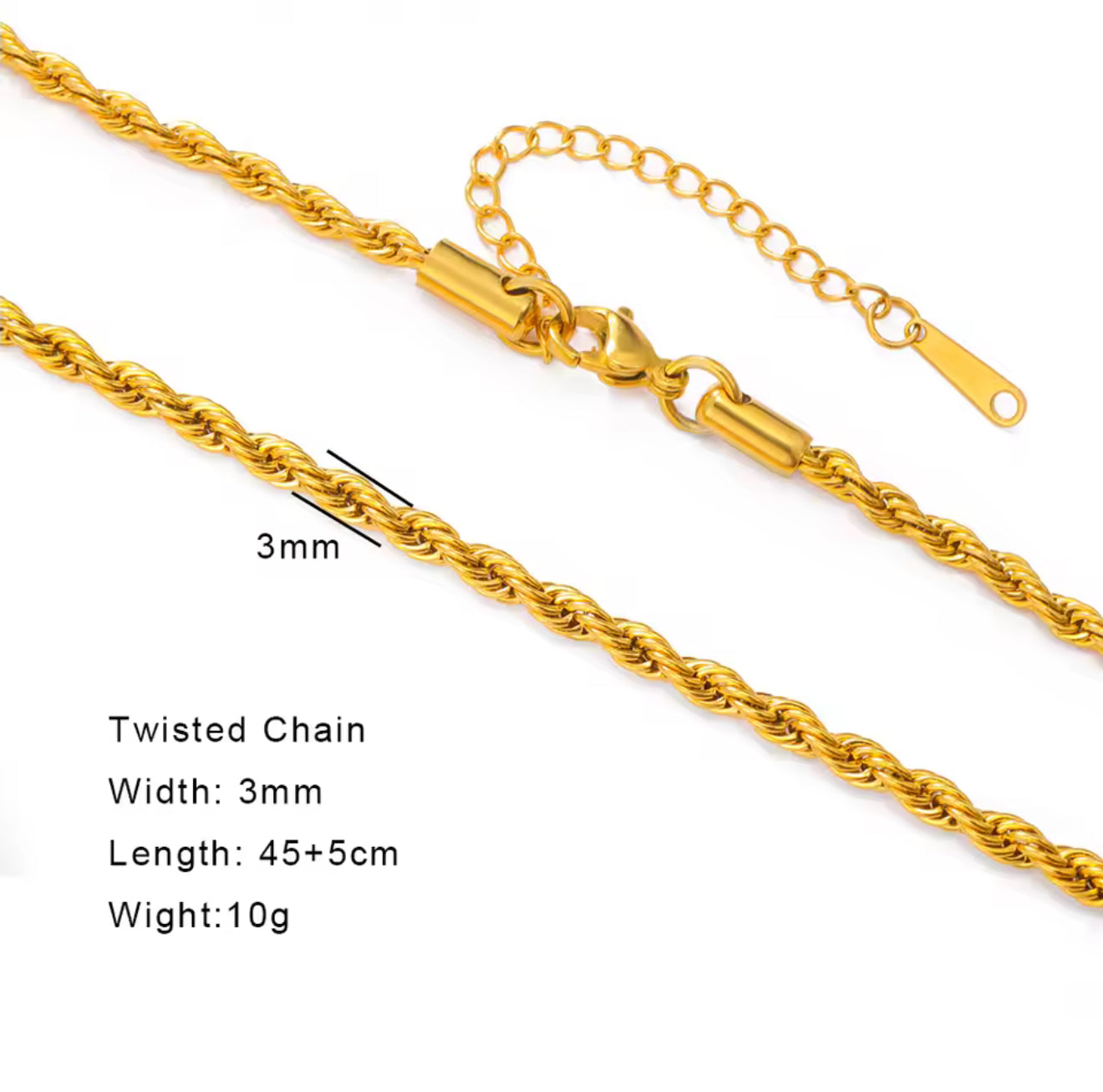 Gold Chain Stainless Steel Necklaces: Beaded, Snake, Cuban, Figaro, Twisted, Paperclip, Shinny
