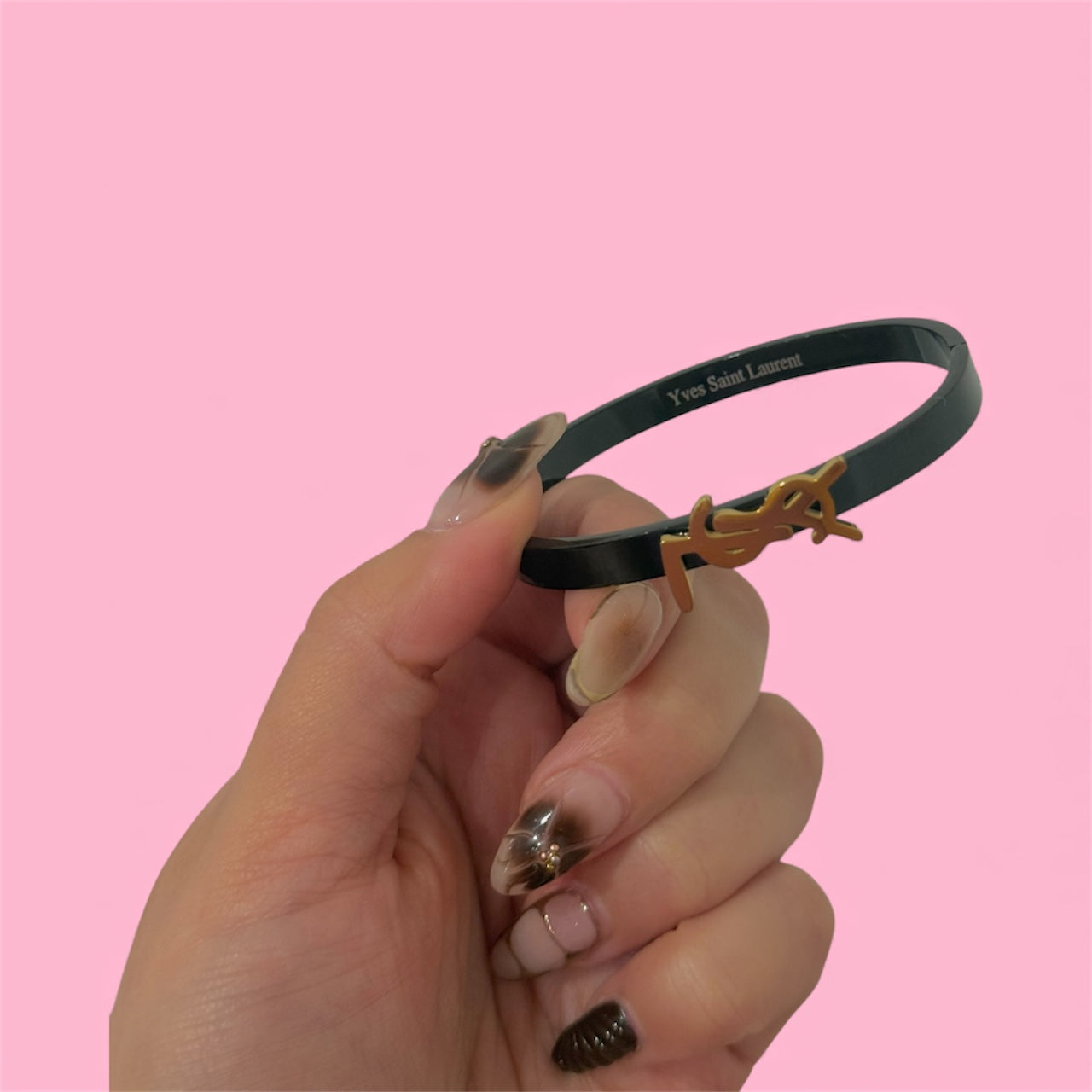 YSL Black Bangle Stainless Steel Bracelet