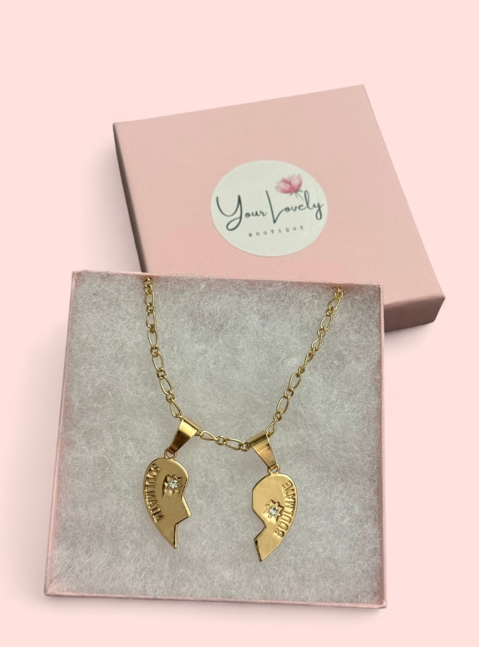 Soulmate Heart Half Pendant Gold Plated Necklace