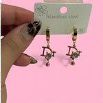 Load image into Gallery viewer, D Hoop Gold Stainless Steel Earrings
