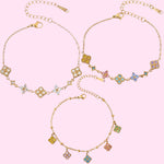 Load image into Gallery viewer, Gold Colorful Clover Stainless Steel Bracelet
