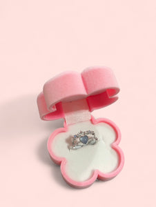 Crystal Blue Double Ring Silver Plated Adjustable