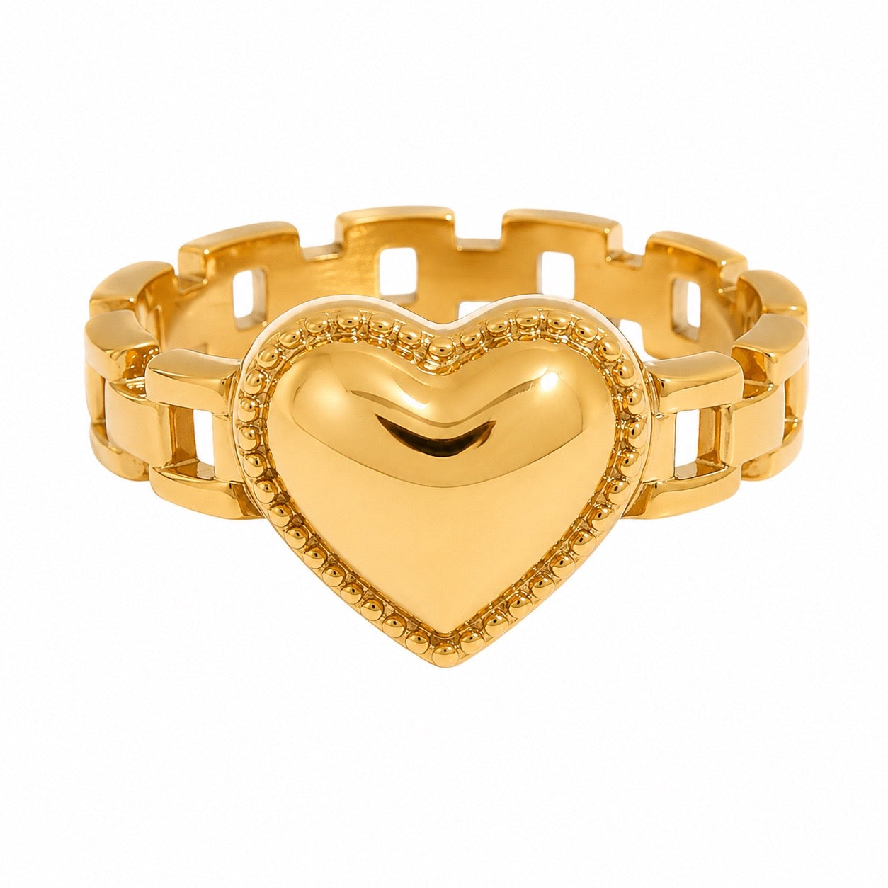 Amora Beaded Heart Link Ring