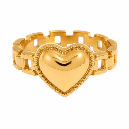 Amora Beaded Heart Link Ring