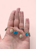Load image into Gallery viewer, Virgencita Ocean Blue Roses Gold Plated Bracelet
