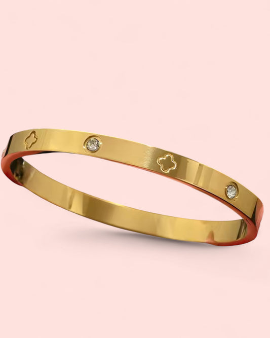Gold Clover Bangle Stainless Steel Bracelet