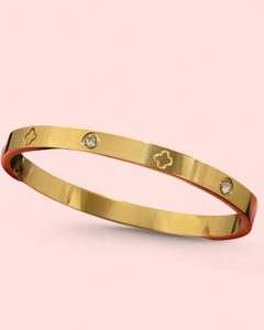Gold Clover Bangle Stainless Steel Bracelet