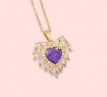 Load image into Gallery viewer, Violet Heart Archangel Gold Stainless Steel Necklace
