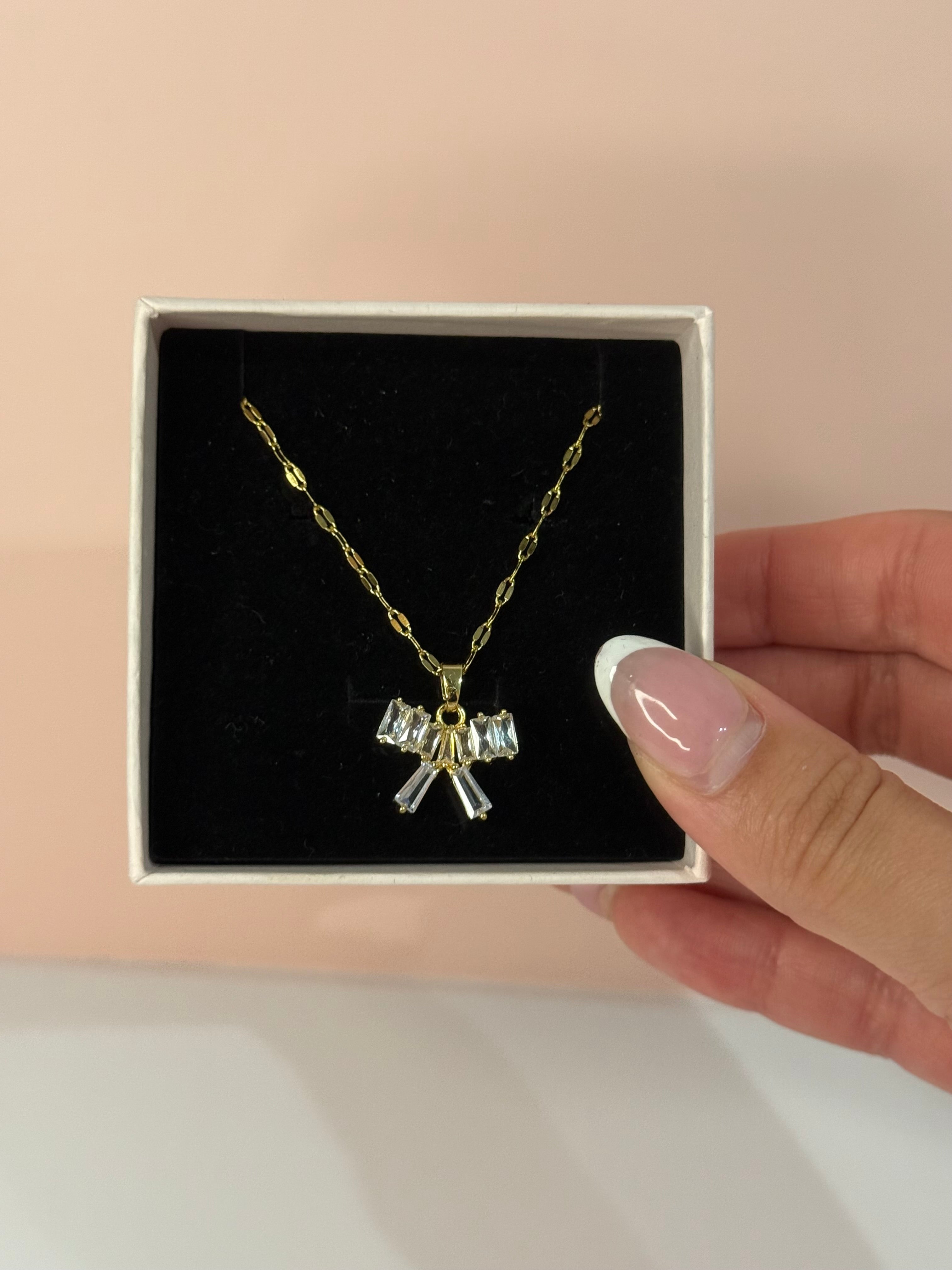 18k Gold Plated Bow Stainless Steel Necklace
