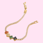 Load image into Gallery viewer, Gold Colorful Clover Tennis Stainless Steel Bracelet
