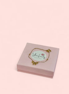 Gold Bow Beaded Stainless Steel Bracelet