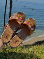 Load image into Gallery viewer, Floral &amp; Butterfly Embroidered Leather Platform Huaraches
