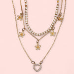 Load image into Gallery viewer, Golden Heart Crystal Necklace Set
