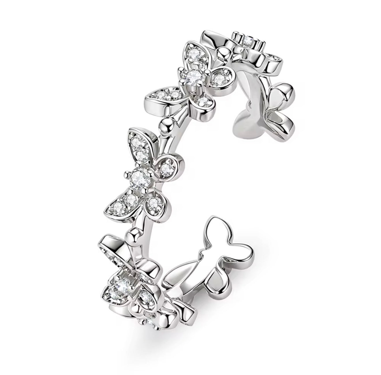 Dazzling Butterfly Moissanite Adjustable Ring – Gold Filled & White Gold Filled Open-Band Ring
