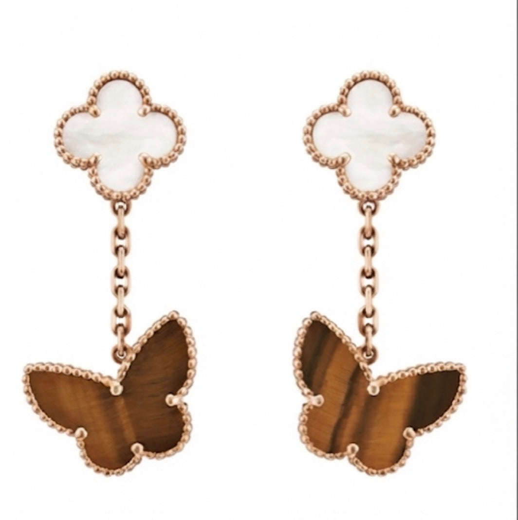 Rose Gold Enchanted Garden Tiger Eye Multi-Motif Luxe Jewelry Set (Stainless Steel & Gold Plated)