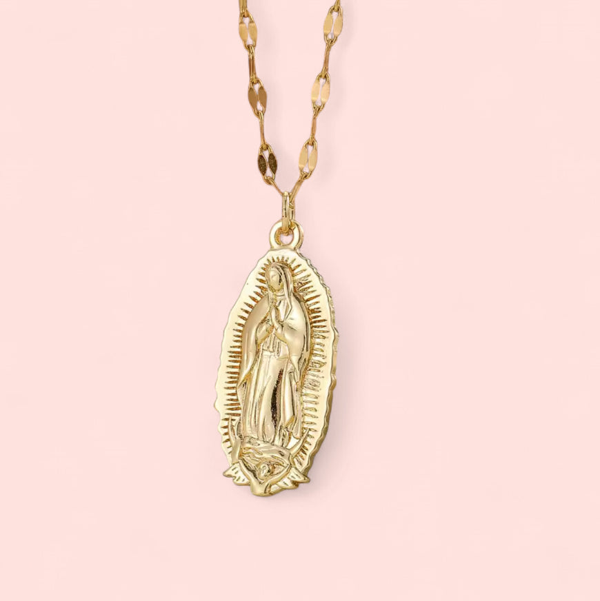 Golden Virgencita Stainless Steel Necklace