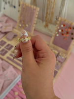 Load image into Gallery viewer, Gold Rhinestone Flower Stainless Steel Adjustable Ring
