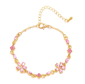 Flower Rhinestone Bracelet 18k Gold Plated