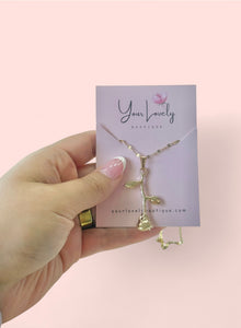 Rose Pendant Necklace Gold Stainless Steel