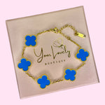 Load image into Gallery viewer, Gold Ocean Blue Clover Stainless Steel Bracelet
