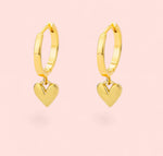 Load image into Gallery viewer, Golden Heart Hoop Earrings Gold Stainless Steel
