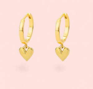 Golden Heart Hoop Earrings Gold Stainless Steel