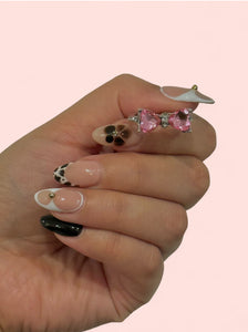 Pink Bow Silver Adjustable Rings