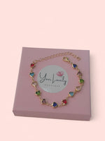Load image into Gallery viewer, Heart-Shaped Gemstone Bracelet Gold Plated
