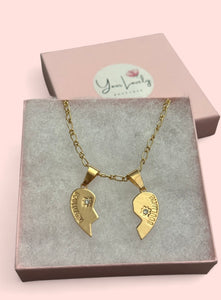 Soulmate Heart Half Pendant Gold Plated Necklace