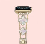Load image into Gallery viewer, Apple Watch Band Gold Clover Stainless Steel: Black, White, and Pink
