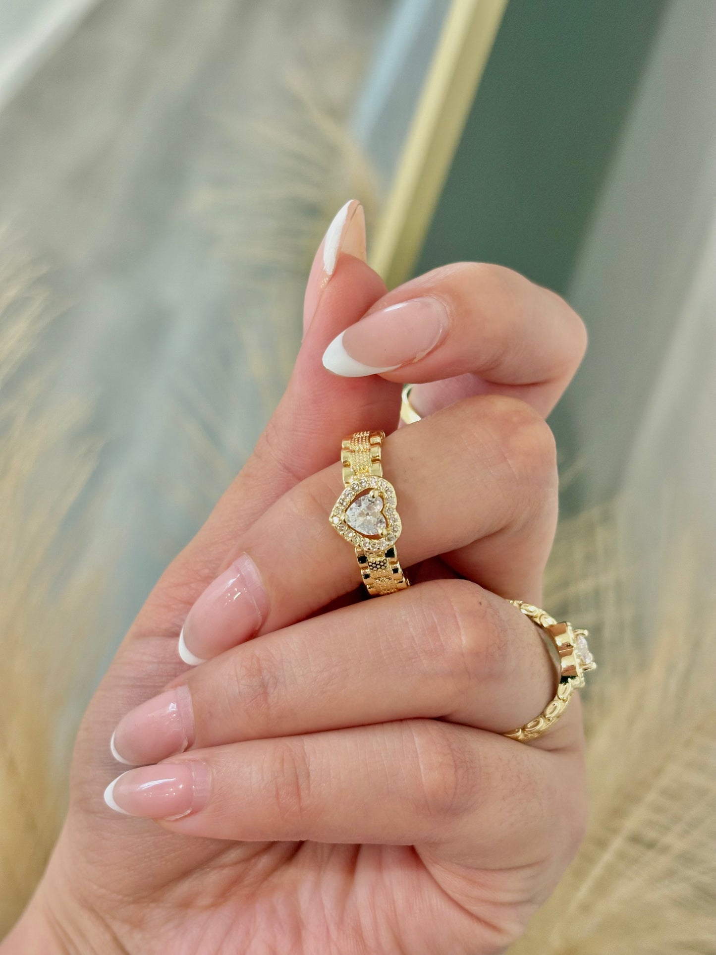 The Luxe Crystal Heart Rollie Gold Filled Ring
