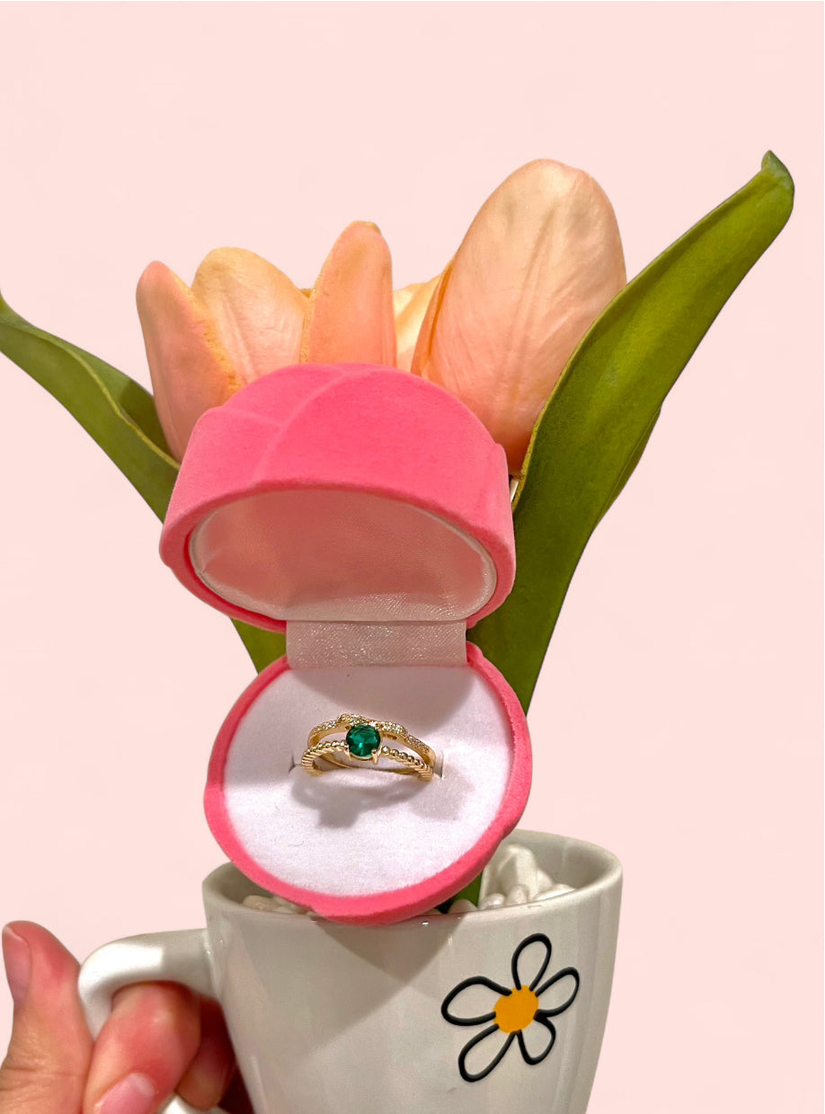 Jade Gold Plated Adjustable Ring