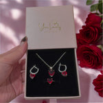 Load image into Gallery viewer, Red Heart S925 Set: Necklace, Ring, and Hoops
