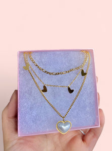 Golden Hearts Pearl Necklace Set