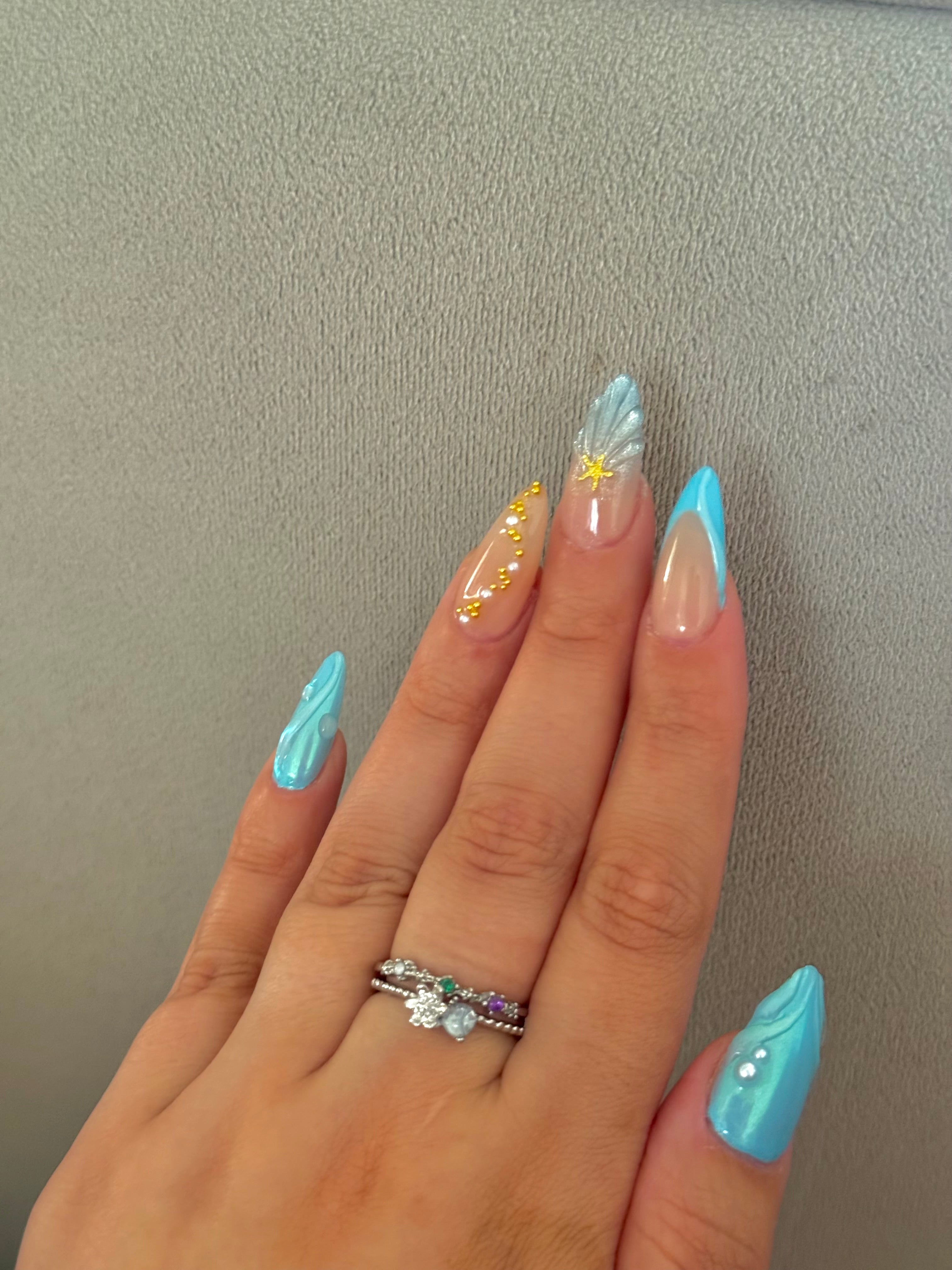 Crystal Blue Flower Ring