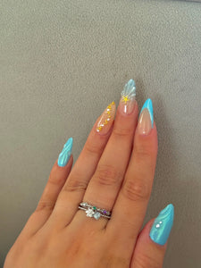 Crystal Blue Flower Ring