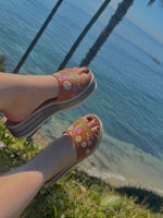 Load image into Gallery viewer, Floral &amp; Butterfly Embroidered Leather Platform Huaraches
