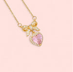 Load image into Gallery viewer, Pink Ribbon Gold Stainless Steel Necklace
