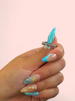 Load image into Gallery viewer, Crystal Blue Flower Ring Silver Plated Adjustable
