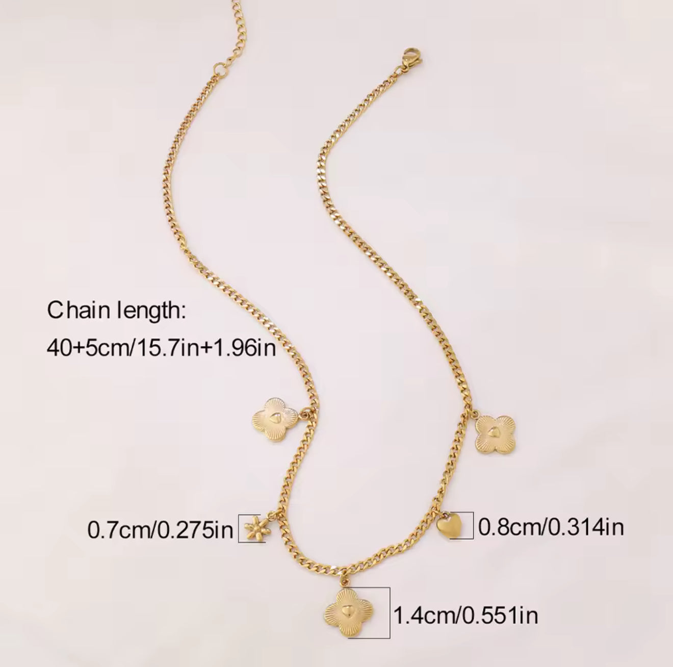 Clover Charm Stainless Steel Necklace