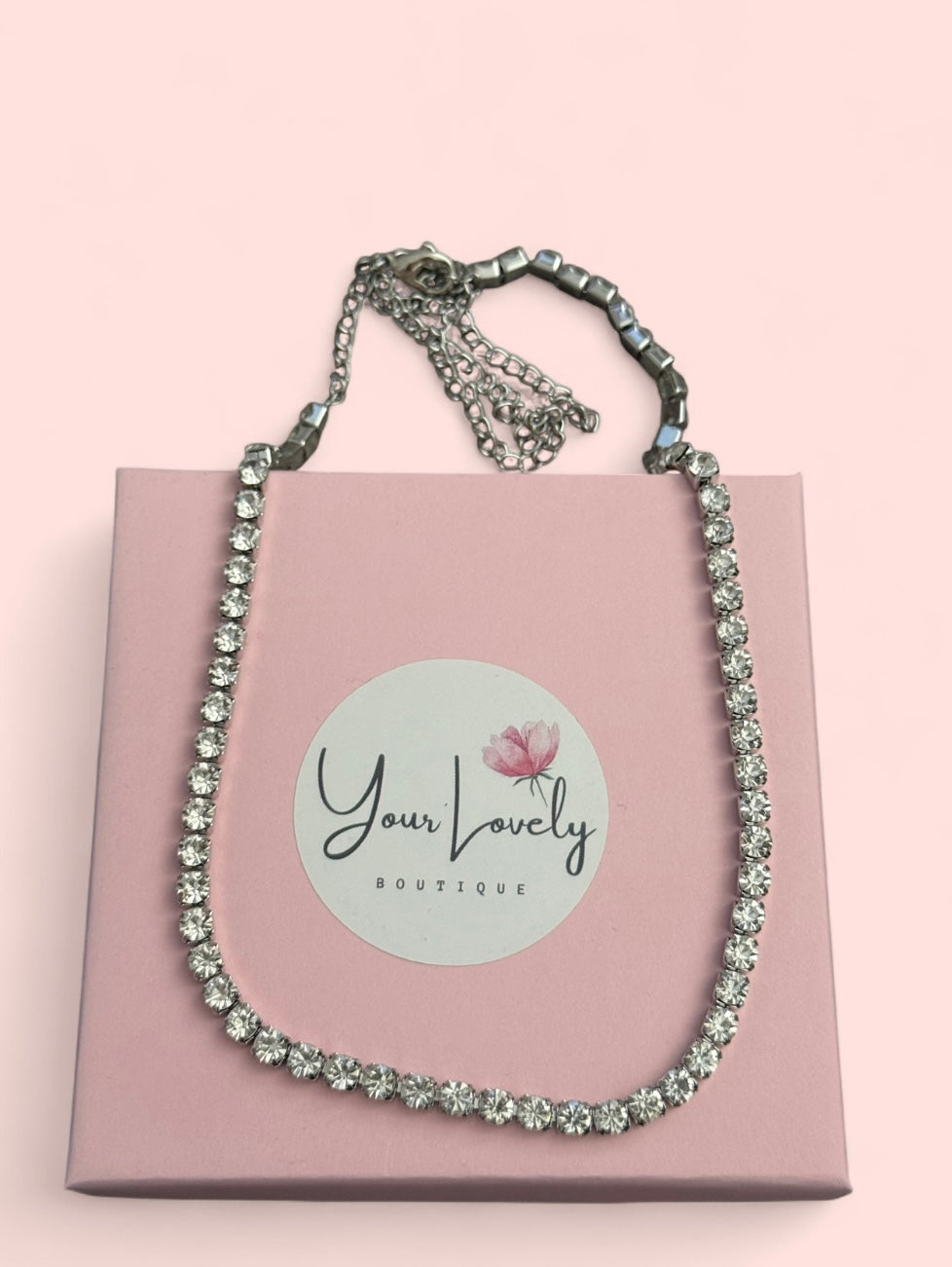 Silver Rhinestone Choker Necklace